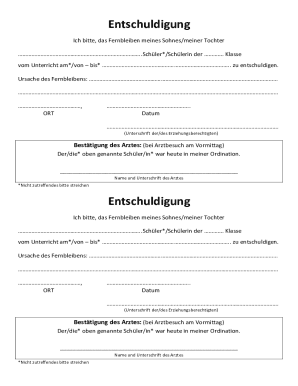 Student Absence Excuse Note