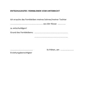 School Absence Excuse Note