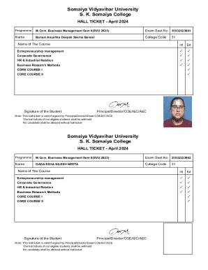 Somaiya Vidyavihar University Hall Ticket