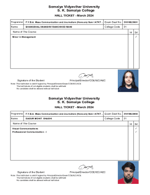 Somaiya Vidyavihar University Hall Ticket