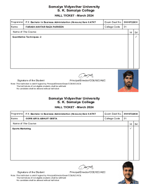 Hall Ticket for ATKT Exam