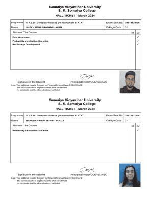 Somaiya Vidyavihar University Hall Ticket