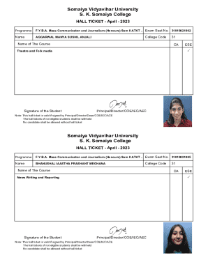 Hall Ticket - April 2023