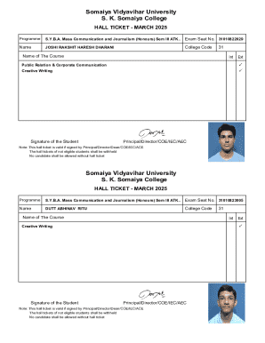 Hall Ticket - March 2025