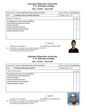 Somaiya Vidyavihar University Hall Ticket