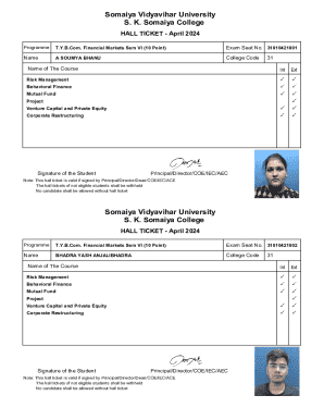 Somaiya Vidyavihar University Hall Ticket