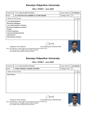Somaiya Vidyavihar University Hall Ticket