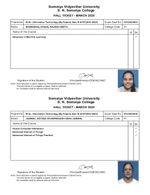 Hall Ticket - M.Sc. Information Technology Exam