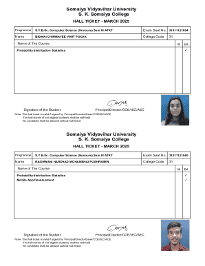 Hall Ticket - March 2025