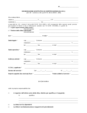 Italian DURC Declaration Form