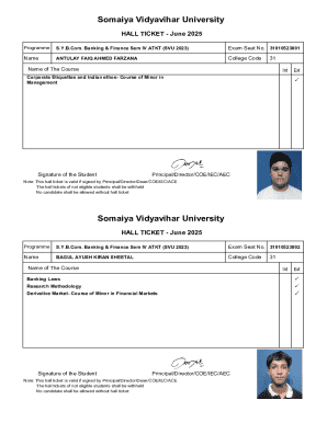 Somaiya Vidyavihar University Hall Ticket