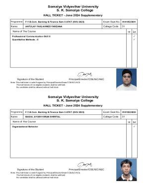 Hall Ticket - June 2024 Supplementary