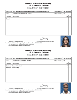 Hall Ticket - March 2025