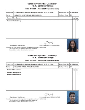 Hall Ticket - June 2024 Supplementary