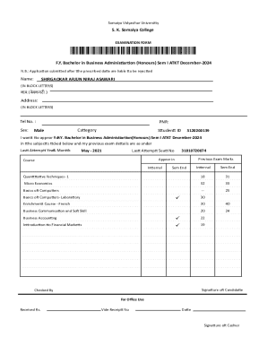 Somaiya Vidyavihar University Examination Form