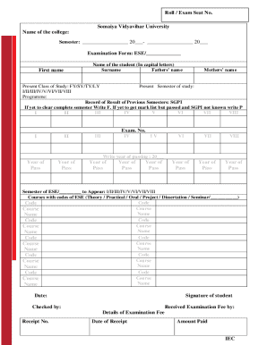 Somaiya University Exam Form