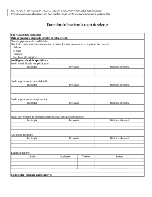Romania Public Sector Job Application Form