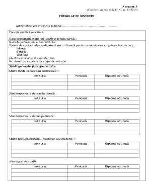 Romanian Public Sector Job Application Form