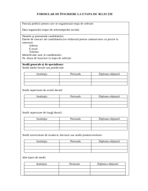 Romania Public Sector Job Application Form