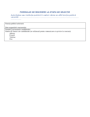 Romania Public Sector Job Application Form