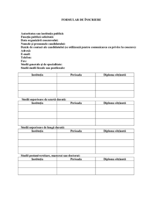 Romania Public Sector Job Application Form