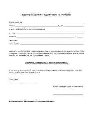 Italian Legal Representative Declaration Form