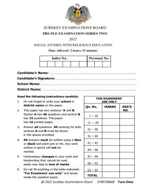 Social Studies with Religious Education Exam