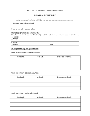 Romanian Public Sector Job Application Form