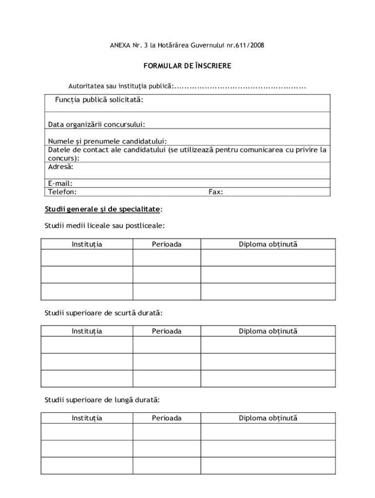 Romanian Public Sector Job Application Form - Blank Fillable Template ...