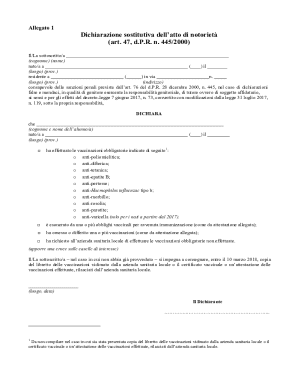 Italian Vaccination Declaration Form