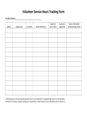 Volunteer Service Hours Tracking Form