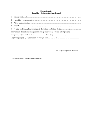 Medical Documentation Authorization Form