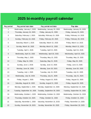 2025 Bi-Monthly Payroll Calendar