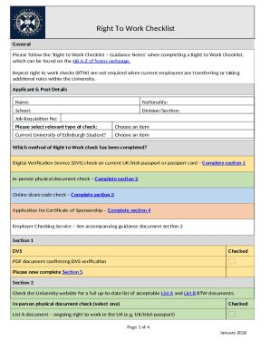 Right to Work Checklist