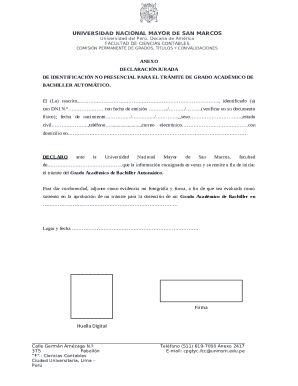 Peru Bachelor Degree Declaration Form