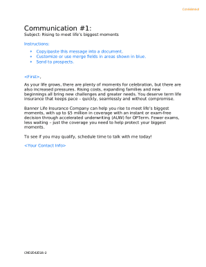 Life Insurance Communication Template