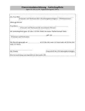 Parental Consent Form for Supervision