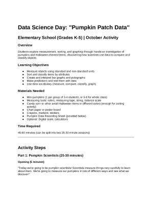 Pumpkin Patch Data Collection Sheet