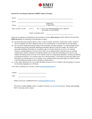 Consent for Recording & Publication