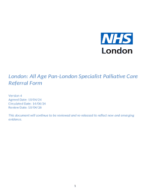Pan-London Specialist Palliative Care Referral Form