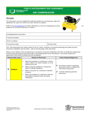 Air Compressor Safety Assessment Form