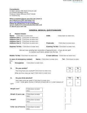 General Medical Questionnaire