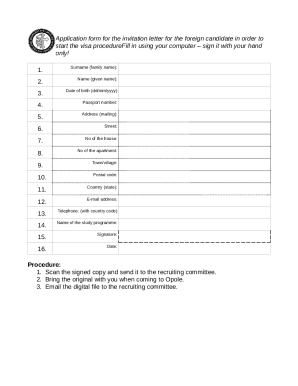 Visa Invitation Application Form