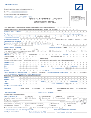 Deutsche Bank Mortgage Loan Applicant Form