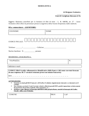 Italian School Book Contribution Request Form