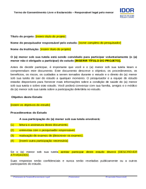 Informed Consent Form for Minor's Legal Guardian