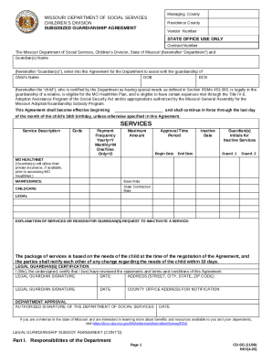 Missouri Subsidized Guardianship Agreement