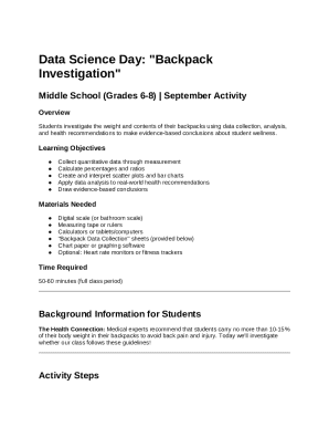 Middle School Backpack Investigation Form