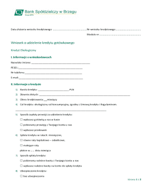 Kredyt Ekologiczny Application Form