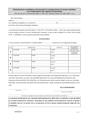 Italian Family Composition Declaration Form
